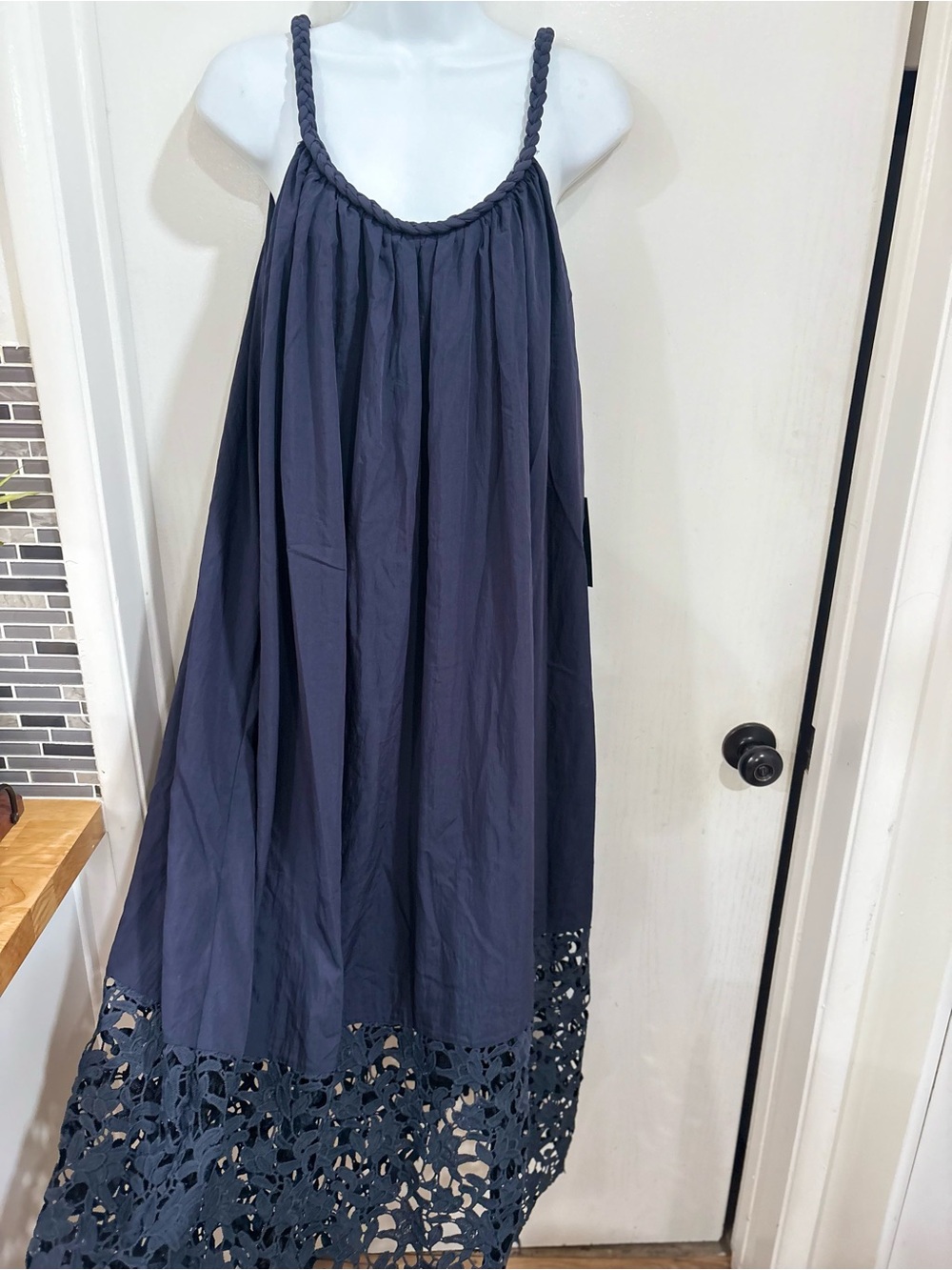 Tracy Evans Navy Maxi Dress with Crochet Lace Hem